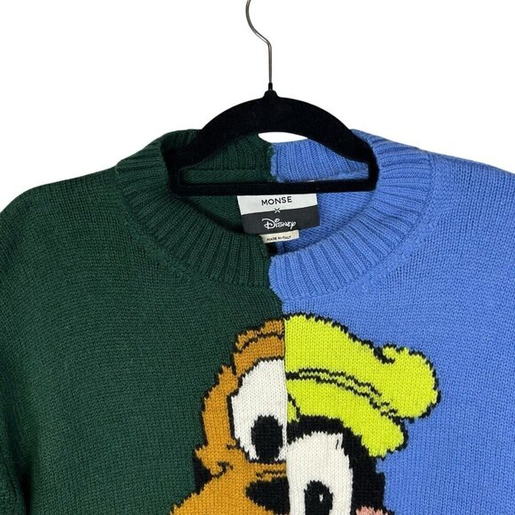 RARE Monse X Disney Pluto & Goofy Asymmetrical Staggered Wool‎ Sweater Women’s M - Picture 3 of 10